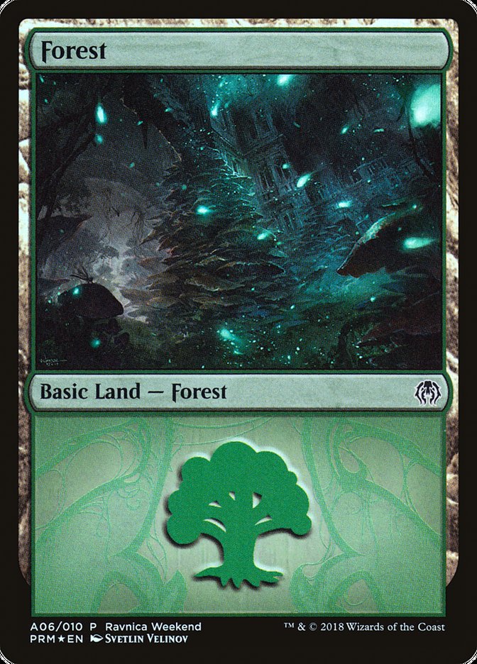 Forest (A06) [Ravnica Allegiance Ravnica Weekend] Magic: The Gathering