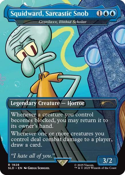 Squidward, Sarcastic Snob - Grazilaxx, Illithid Scholar [Secret Lair Drop Series] Magic: The Gathering