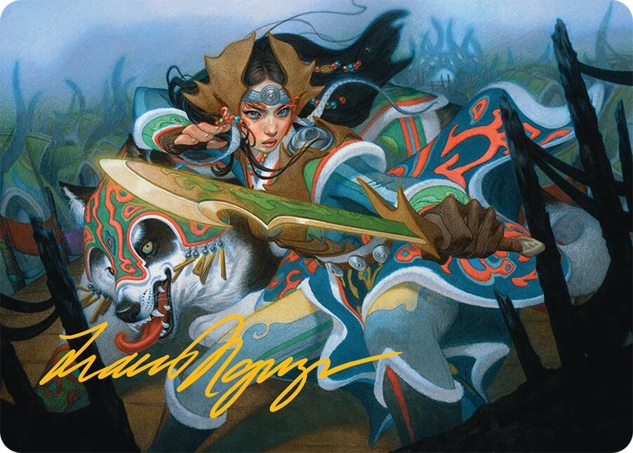 Eshki Dragonclaw Art Card (23/54) (Gold-Stamped Signature) [Tarkir: Dragonstorm Art Series] Magic: The Gathering