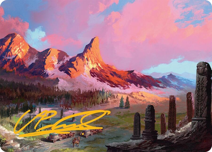 Rugged Highlands Art Card (29/54) (Gold-Stamped Signature) [Tarkir: Dragonstorm Art Series] Magic: The Gathering