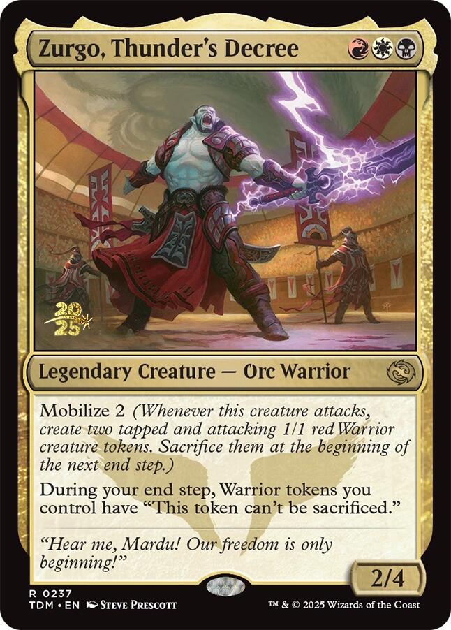 Zurgo, Thunder's Decree [Tarkir: Dragonstorm Prerelease Promos] Magic: The Gathering