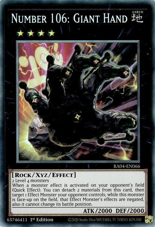 Number 106: Giant Hand [RA04-EN066] Prismatic Collector's Rare - Yugioh Cards For Your TCG Needs!
