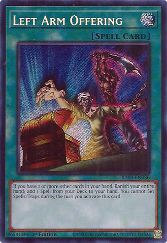 Left Arm Offering [RA04-EN086] Secret Rare - Yugioh Cards For Your TCG Needs!
