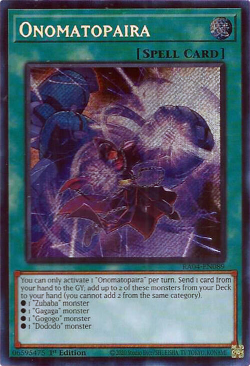 Onomatopaira [RA04-EN089] Secret Rare - Yugioh Cards For Your TCG Needs!