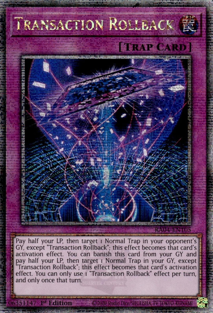 Transaction Rollback [RA04-EN105] Quarter Century Secret Rare - Yugioh Cards For Your TCG Needs!