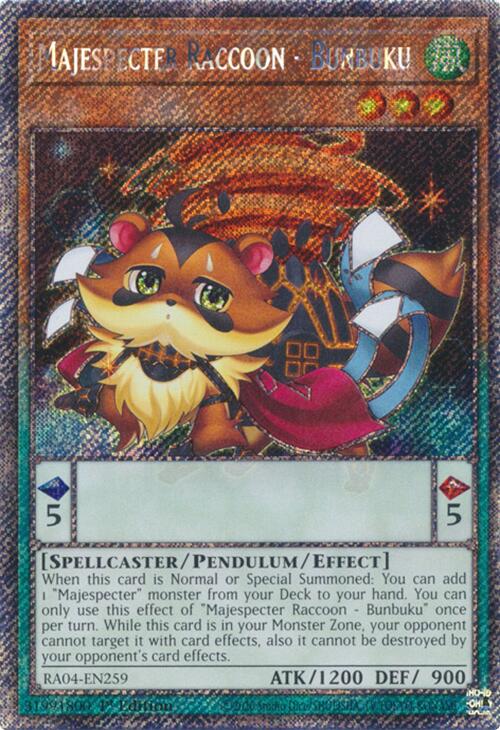 Majespecter Raccoon - Bunbuku [RA04-EN259] Platinum Secret Rare - Yugioh Cards For Your TCG Needs!