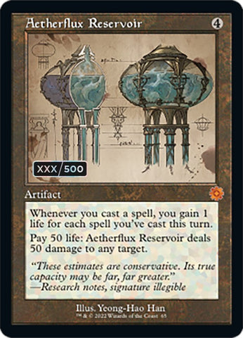 Aetherflux Reservoir (Retro Schematic) (Serialized) [The Brothers' War Retro Artifacts] Magic: The Gathering
