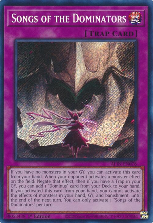 Songs of the Dominators [ALIN-EN078] Secret Rare - Yugioh Cards For Your TCG Needs!