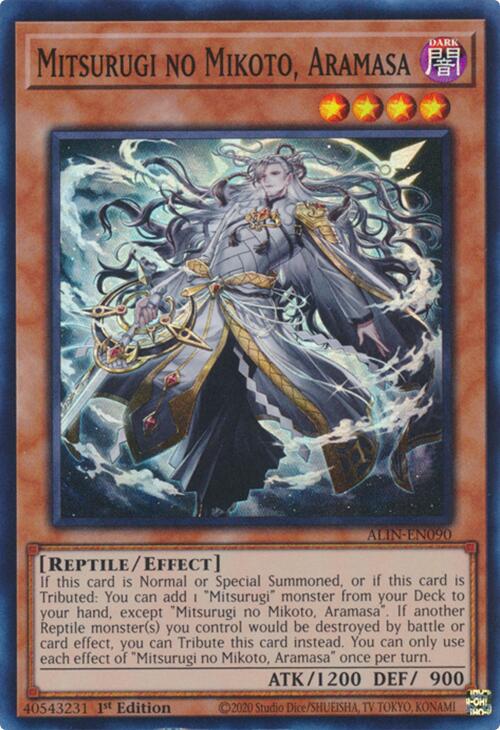 Mitsurugi no Mikoto, Aramasa [ALIN-EN090] Super Rare - Yugioh Cards For Your TCG Needs!