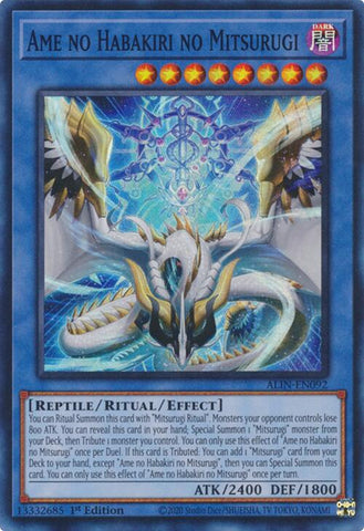 Ame no Habakiri no Mitsurugi [ALIN-EN092] Super Rare - Yugioh Cards For Your TCG Needs!