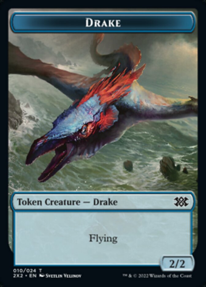 Drake // Phyrexian Golem Double-Sided Token [Double Masters 2022 Tokens] Magic: The Gathering