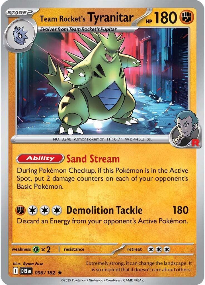 Team Rocket's Tyranitar (096/182) [Scarlet & Violet: Destined Rivals] - Pokemon Cards For Your TCG Needs! Pokémon