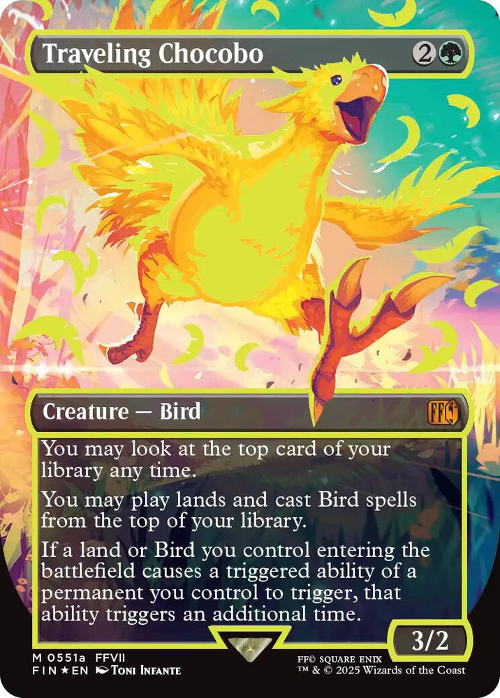 Traveling Chocobo (Borderless) (Neon Ink Yellow) [FINAL FANTASY] Magic: The Gathering