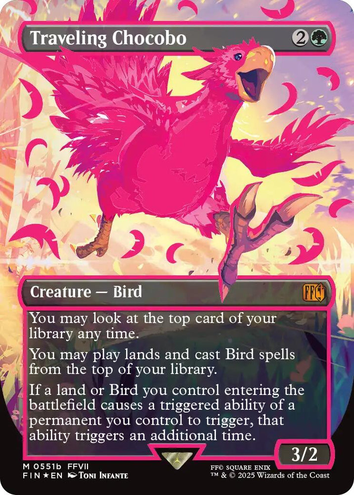 Traveling Chocobo (Borderless) (Neon Ink Pink) [FINAL FANTASY] Magic: The Gathering