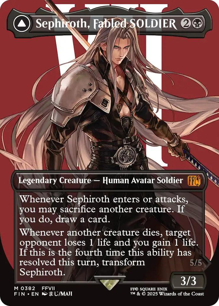 Sephiroth, Fabled SOLDIER // Sephiroth, One-Winged Angel (Borderless) (0382) [FINAL FANTASY] Magic: The Gathering