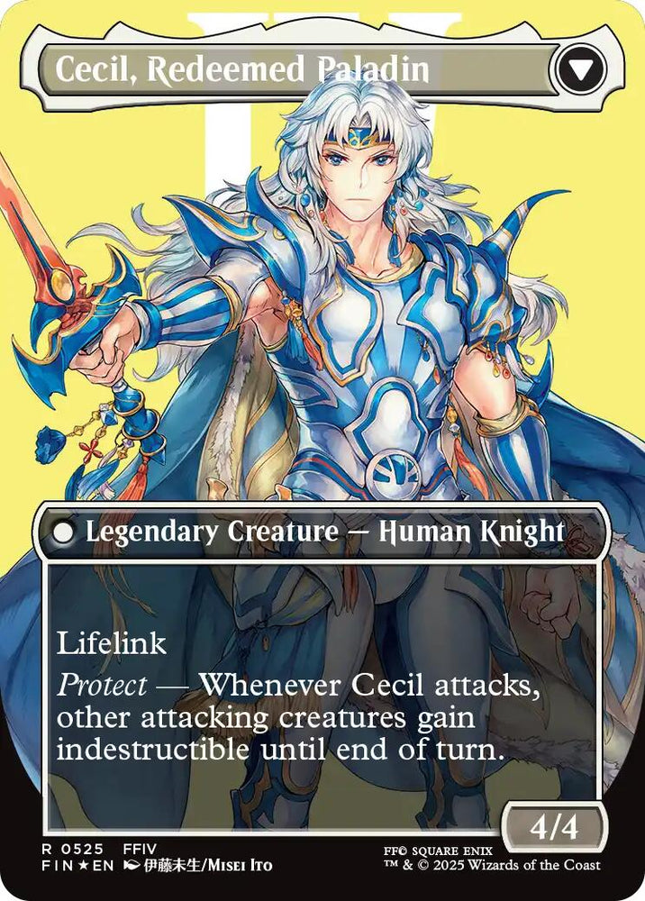 Cecil, Dark Knight // Cecil, Redeemed Paladin (Borderless) (Surge Foil) [FINAL FANTASY] Magic: The Gathering
