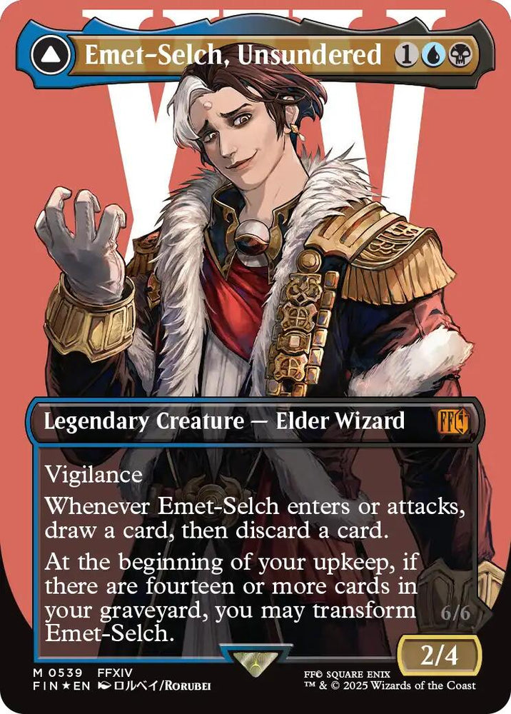 Emet-Selch, Unsundered // Hades, Sorcerer of Eld (Borderless) (Surge Foil) [FINAL FANTASY] Magic: The Gathering