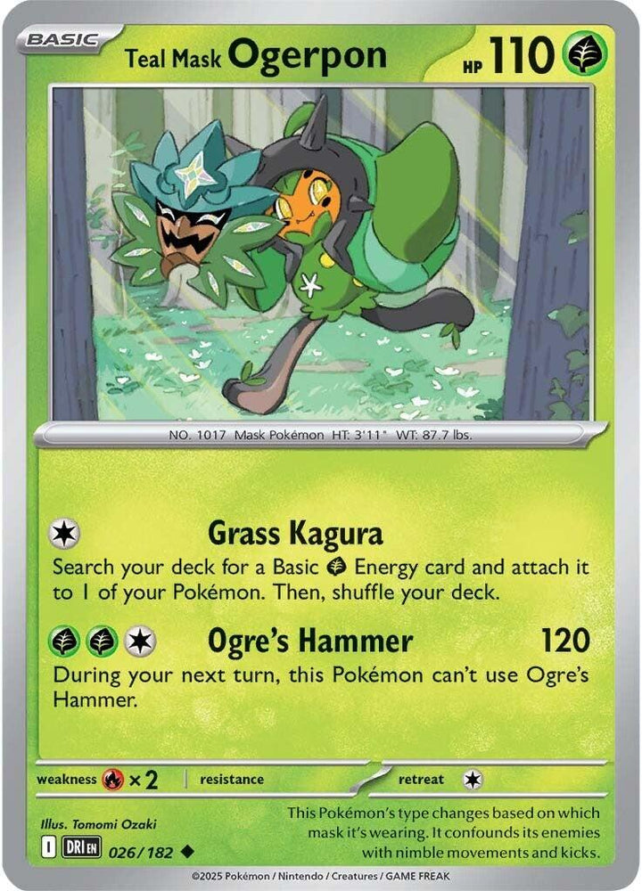 Teal Mask Ogerpon (026/182) [Scarlet & Violet: Destined Rivals] - Pokemon Cards For Your TCG Needs! Pokémon