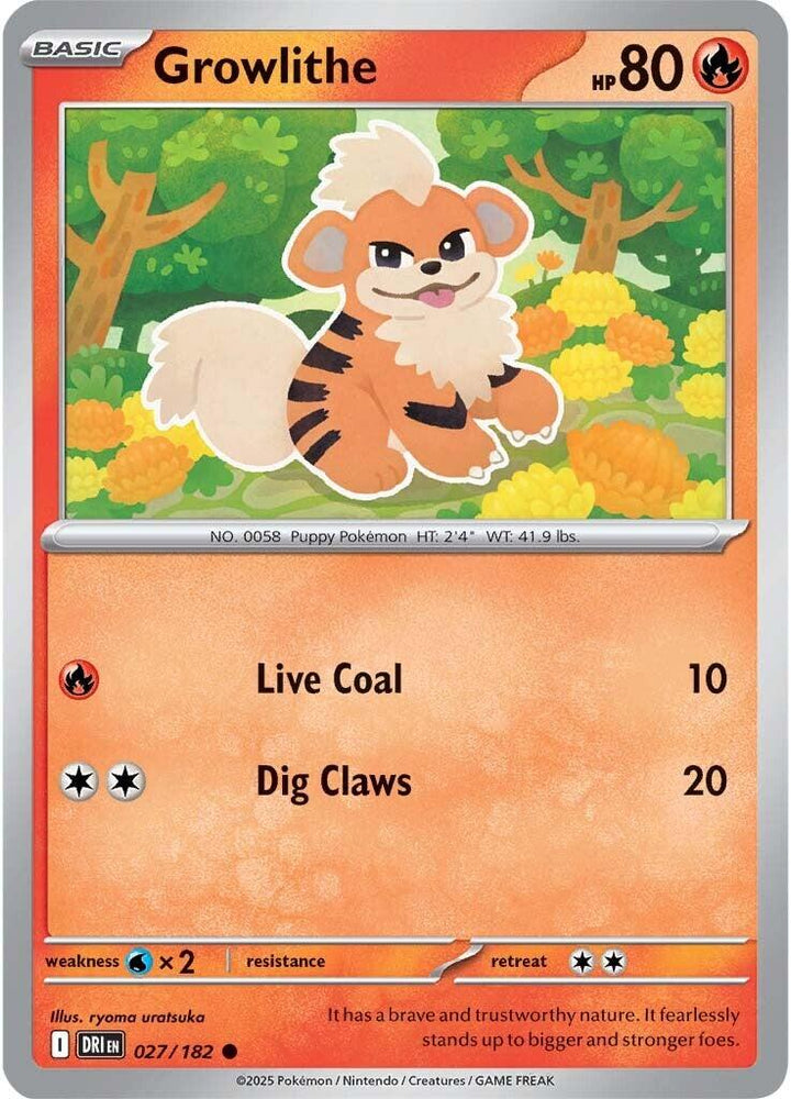 Growlithe (027/182) [Scarlet & Violet: Destined Rivals] - Pokemon Cards For Your TCG Needs! Pokémon