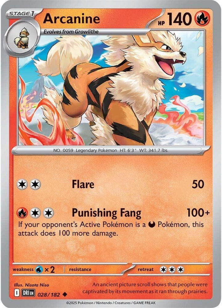 Arcanine (028/182) [Scarlet & Violet: Destined Rivals] - Pokemon Cards For Your TCG Needs! Pokémon