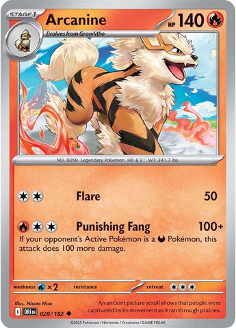 Arcanine (028/182) [Scarlet & Violet: Destined Rivals] - Pokemon Cards For Your TCG Needs! Pokémon