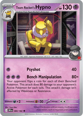 Team Rocket's Hypno (080/182) [Scarlet & Violet: Destined Rivals] - Pokemon Cards For Your TCG Needs!