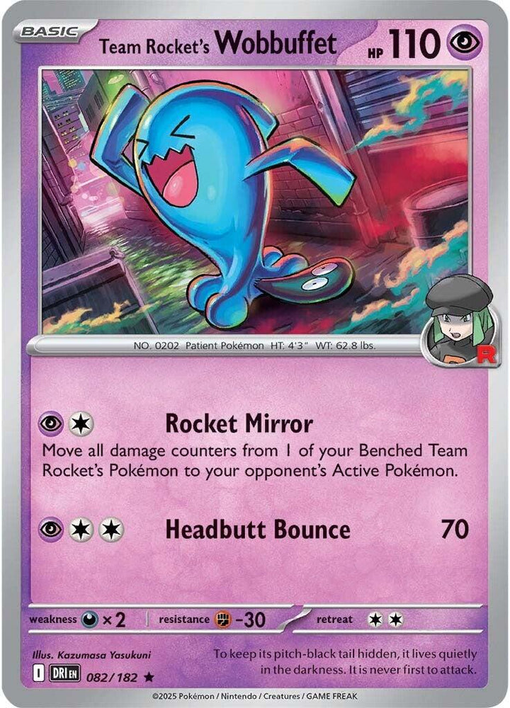 Team Rocket's Wobbuffet (082/182) [Scarlet & Violet: Destined Rivals] - Pokemon Cards For Your TCG Needs! Pokémon
