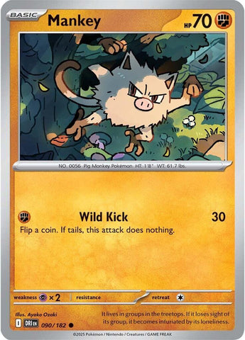 Mankey (090/182) [Scarlet & Violet: Destined Rivals] - Pokemon Cards For Your TCG Needs! Pokémon