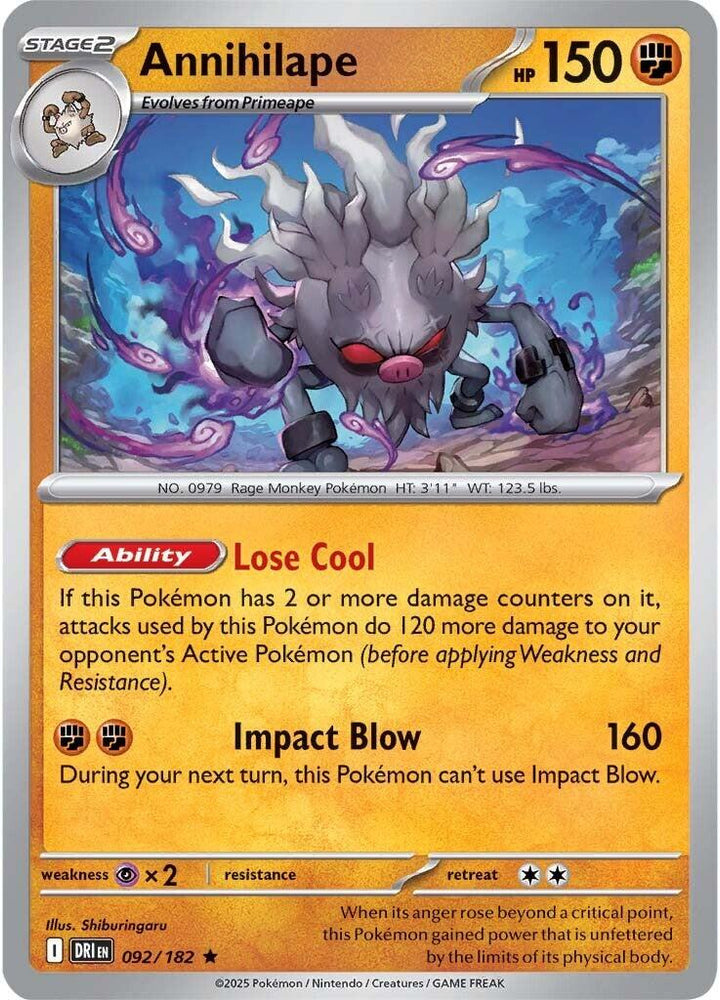 Annihilape (092/182) [Scarlet & Violet: Destined Rivals] - Pokemon Cards For Your TCG Needs! Pokémon