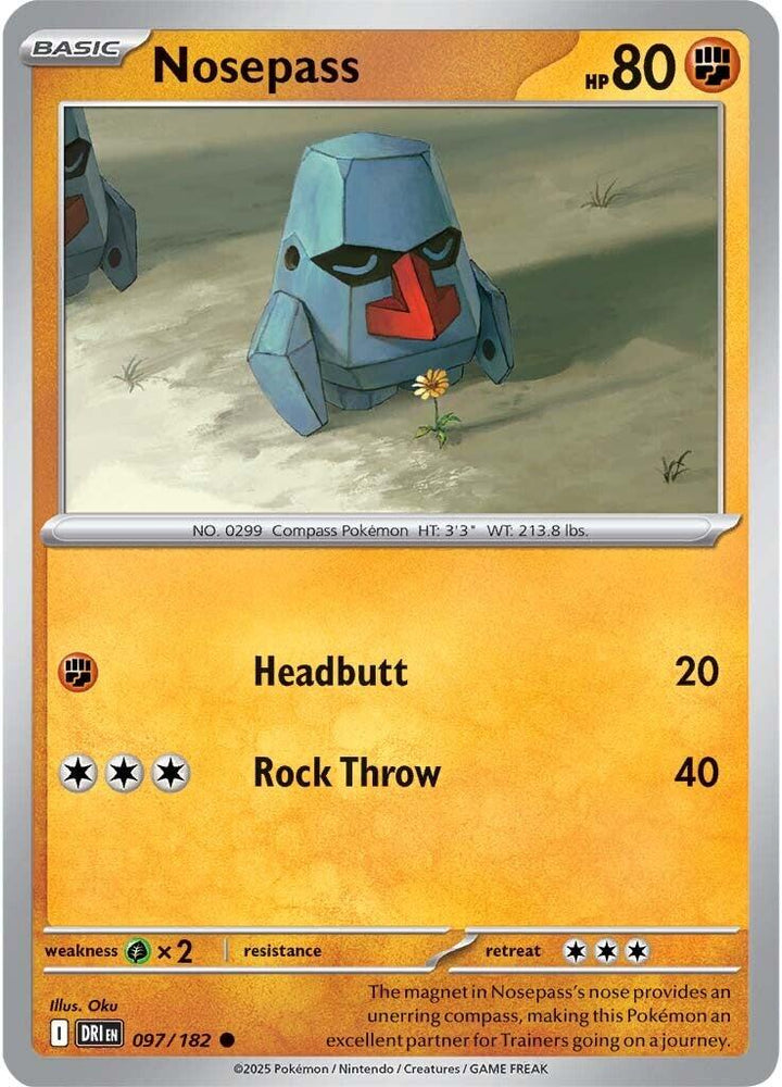 Nosepass (097/182) [Scarlet & Violet: Destined Rivals] - Pokemon Cards For Your TCG Needs! Pokémon