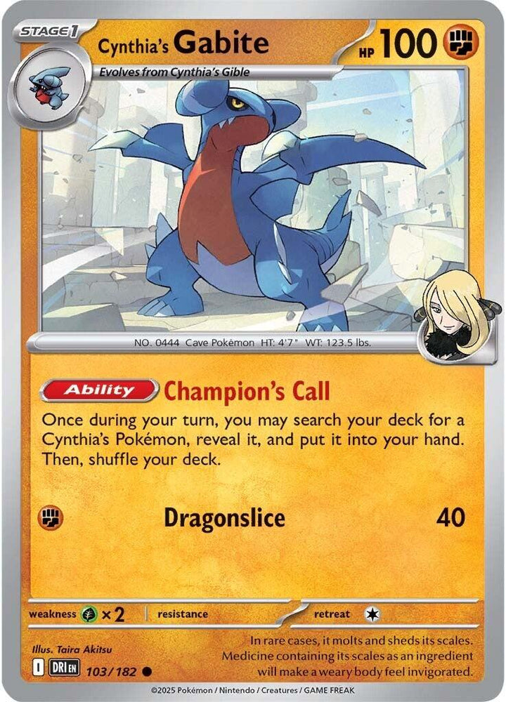 Cynthia's Gabite (103/182) [Scarlet & Violet: Destined Rivals] - Pokemon Cards For Your TCG Needs! Pokémon