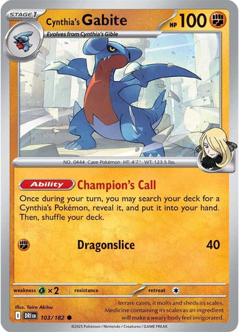 Cynthia's Gabite (103/182) [Scarlet & Violet: Destined Rivals] - Pokemon Cards For Your TCG Needs! Pokémon