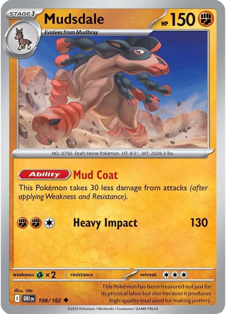 Mudsdale (108/182) [Scarlet & Violet: Destined Rivals] - Pokemon Cards For Your TCG Needs! Pokémon
