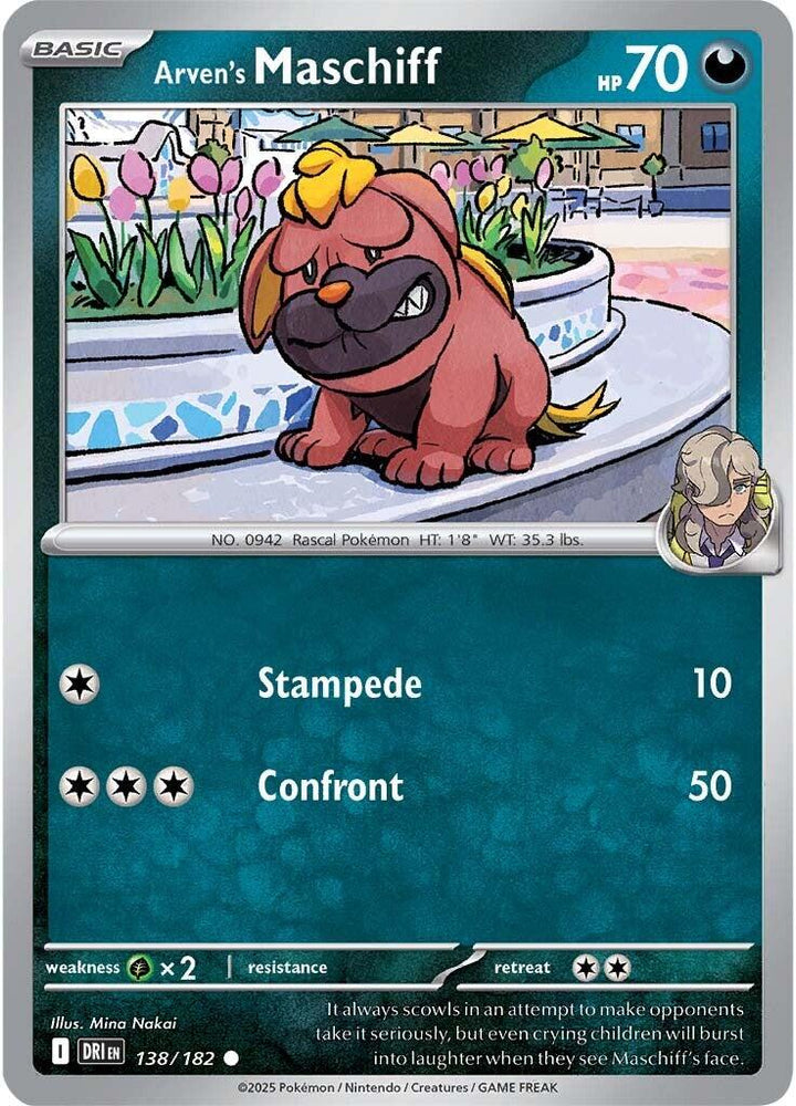 Arven's Maschiff (138/182) [Scarlet & Violet: Destined Rivals] - Pokemon Cards For Your TCG Needs! Pokémon