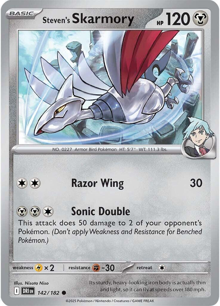 Steven's Skarmory (142/182) [Scarlet & Violet: Destined Rivals] - Pokemon Cards For Your TCG Needs! Pokémon