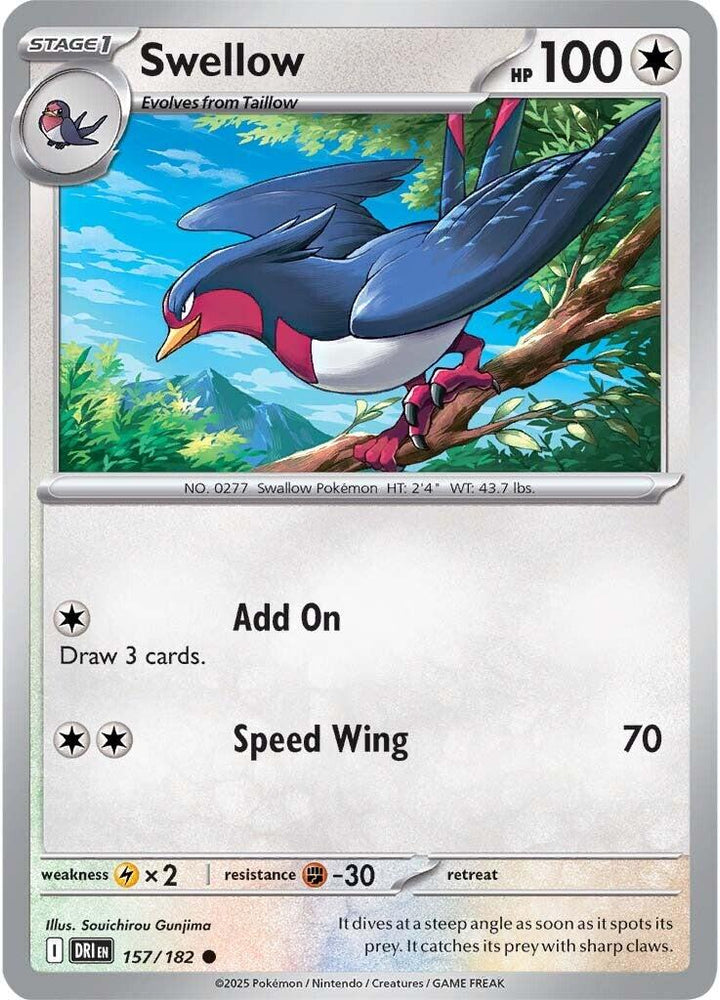 Swellow (157/182) [Scarlet & Violet: Destined Rivals] - Pokemon Cards For Your TCG Needs! Pokémon
