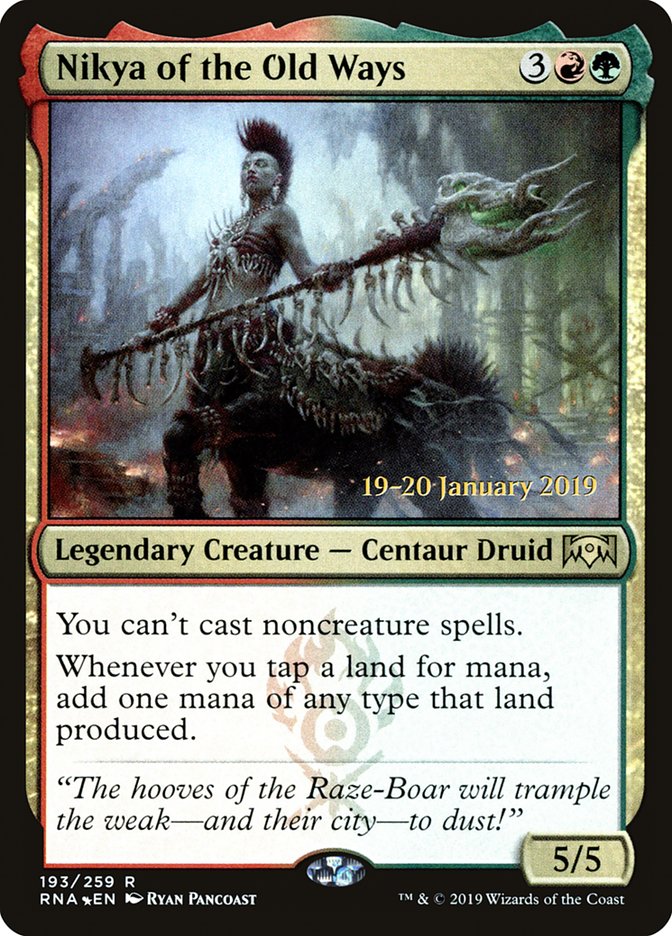Nikya of the Old Ways [Ravnica Allegiance Prerelease Promos] Magic: The Gathering