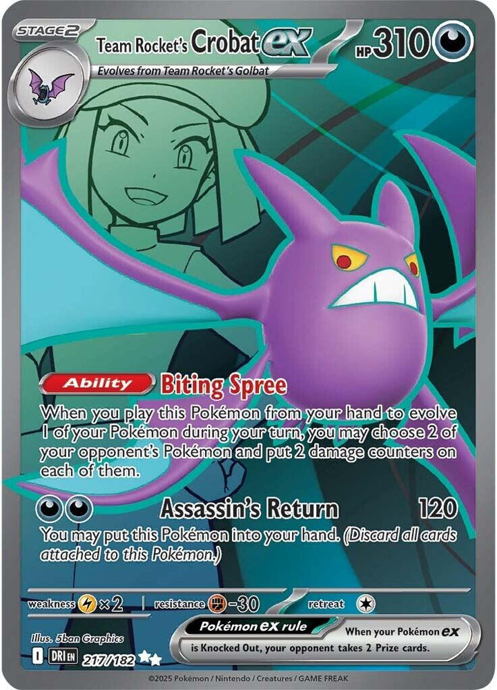 Team Rocket's Crobat ex (217/182) [Scarlet & Violet: Destined Rivals] Pokémon
