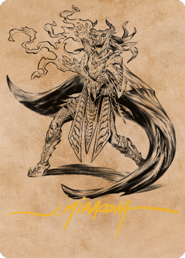 Livaan, Cultist of Tiamat Art Card (Gold-Stamped Signature) [Commander Legends: Battle for Baldur's Gate Art Series] Magic: The Gathering
