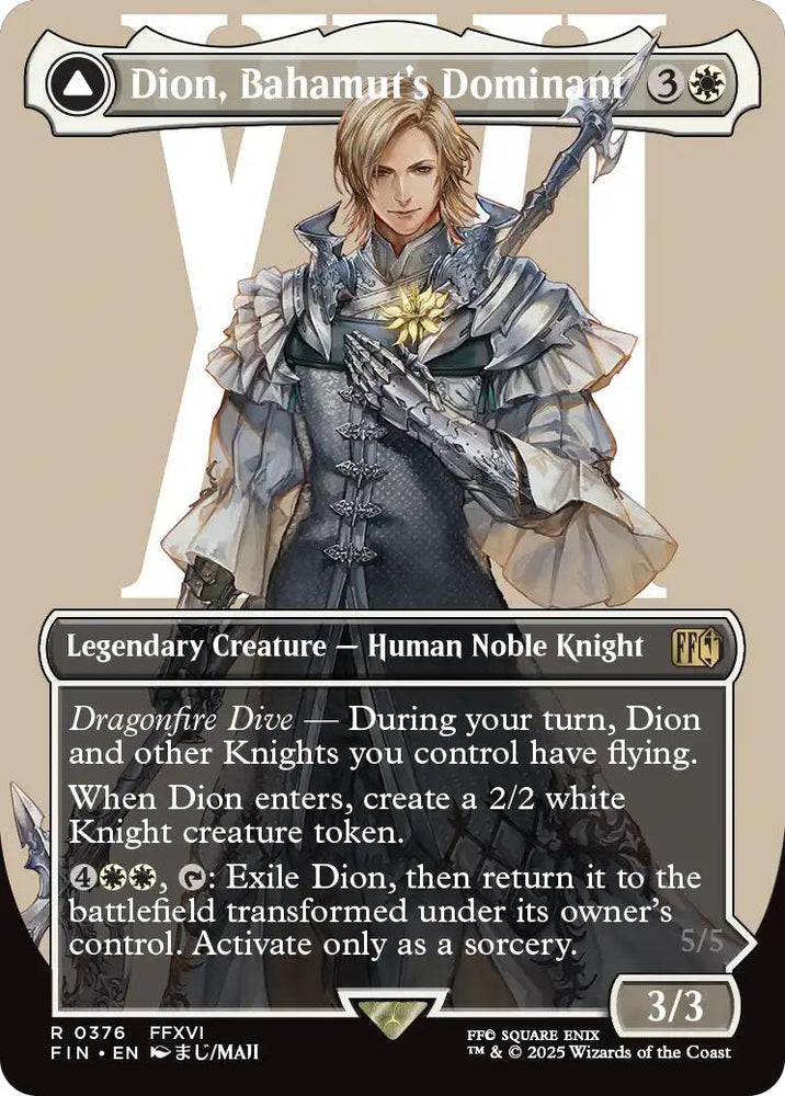 Dion, Bahamut's Dominant // Bahamut, Warden of Light (Borderless) [FINAL FANTASY] Magic: The Gathering