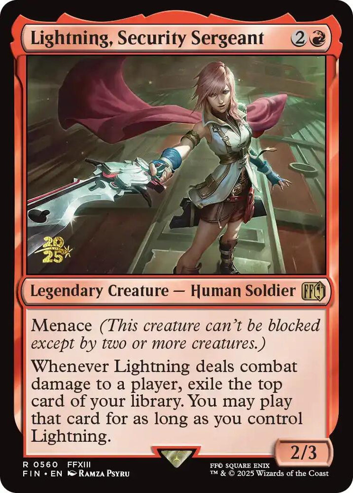 Lightning, Security Sergeant [FINAL FANTASY Prerelease Promo] Magic: The Gathering