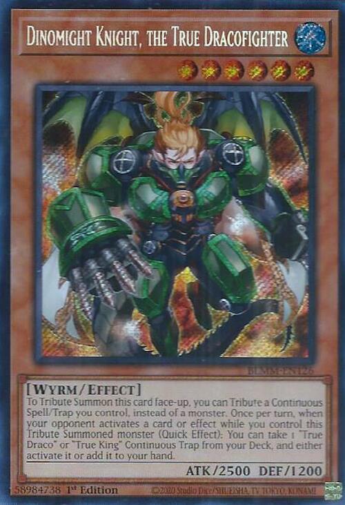 Dinomight Knight, the True Dracofighter [BLMM-EN126] Secret Rare - Yugioh Cards For Your TCG Needs!