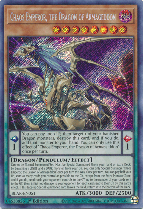 Chaos Emperor, the Dragon of Armageddon [BLAR-EN051] Secret Rare - Yugioh Cards For Your TCG Needs!