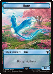 Bird // Hero (0028) Double-Sided Token (Surge Foil) [FINAL FANTASY Commander Tokens] Magic: The Gathering