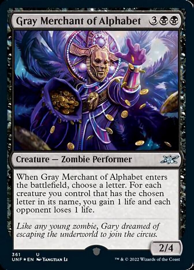 Gray Merchant of Alphabet (Galaxy Foil) [Unfinity] Magic: The Gathering
