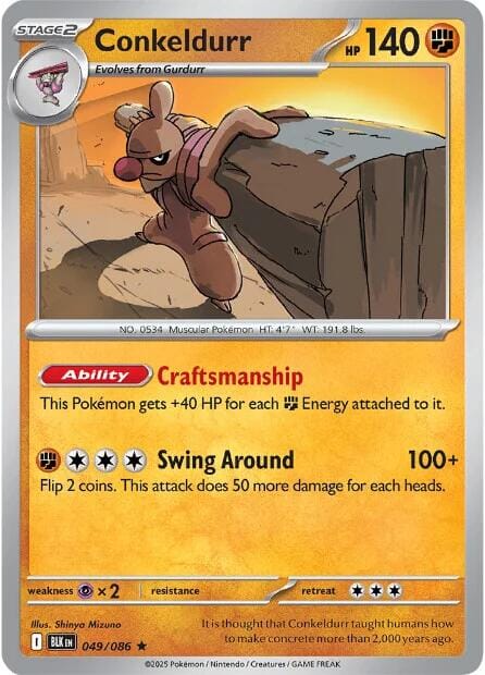 Conkeldurr (049/086) [Scarlet & Violet: Black Bolt] - Pokemon Cards For Your TCG Needs!