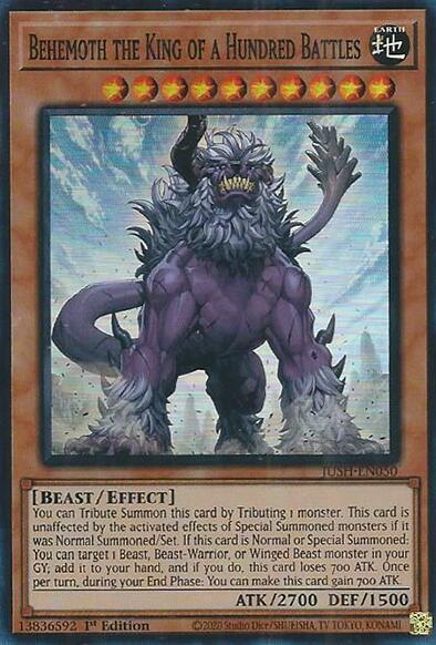 Behemoth the King of a Hundred Battles (Super Rare) [JUSH-EN050] Super Rare Yu-Gi-Oh!