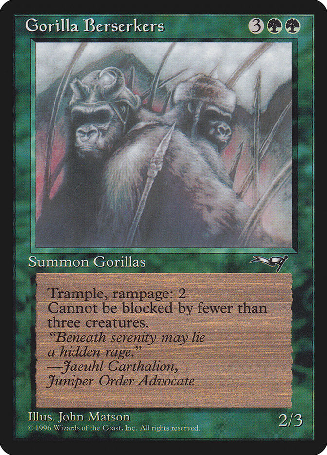 Gorilla Berserkers (Mouths Closed) [Alliances] Magic: The Gathering