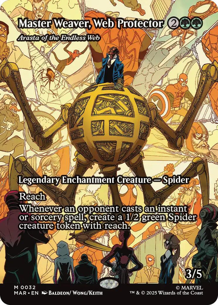 Master Weaver, Web Protector - Arasta of the Endless Web (Borderless) [Marvel Universe: Eternal-Legal] Magic: The Gathering