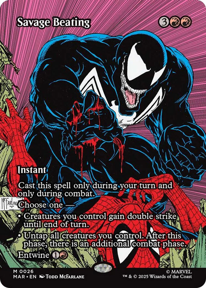 Savage Beating (Borderless) [Marvel Universe: Eternal-Legal] Magic: The Gathering